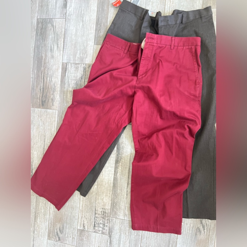 3 Dockers Men's Chinos in Burgundy, Charcoal, and Dark Gray - Picture 2 of 8
